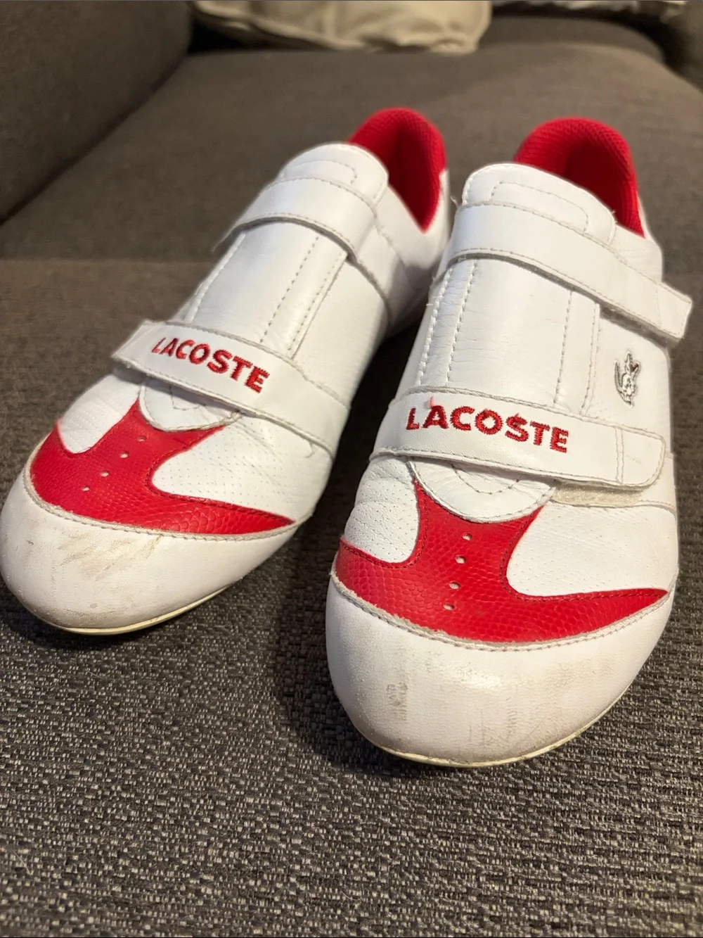 Lacoste Women’s White and Red Velcro Athletic Sneakers